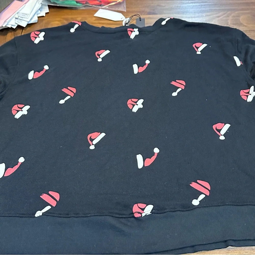 Jane + Delancey Naughty/Nice‎ Santa Hat Print women’s Sweatshirt XL